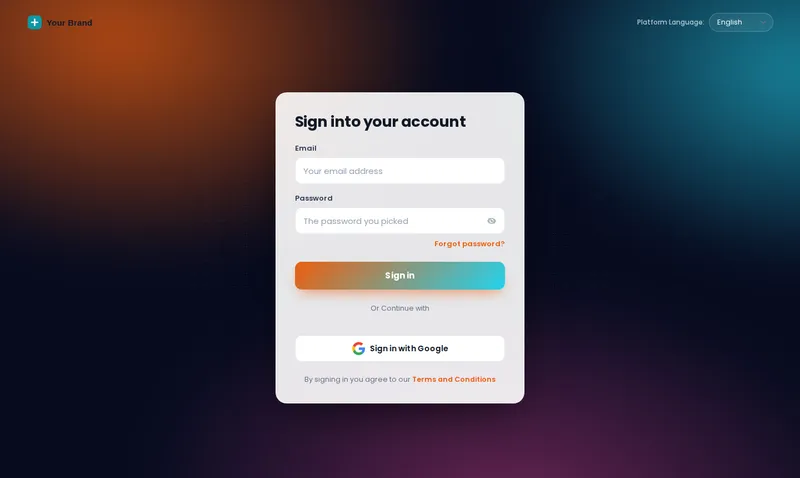 GoHighLevel sign-in page with the Aurora login design: drifting color glow behind a glass card